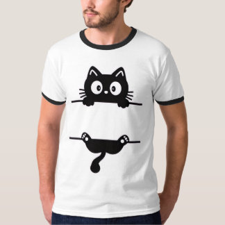 おもしろいPeekaboo Cat Tシャツ – クールカジュアルスタイル