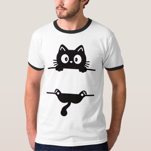 おもしろいPeekaboo Cat Tシャツ – クールカジュアルスタイル (正面)