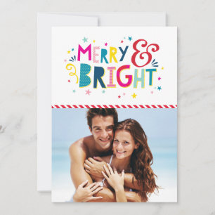 おもしろいPHOTO HOLIDAY & メリー brightカラフル型 シーズンカード