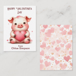 おもしろいPig Kid's Valentine Classroomパーティー ノートカード