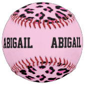 おもしろいPink Leopard Print カスタマイズ – 名前 ソフトボール (裏面)