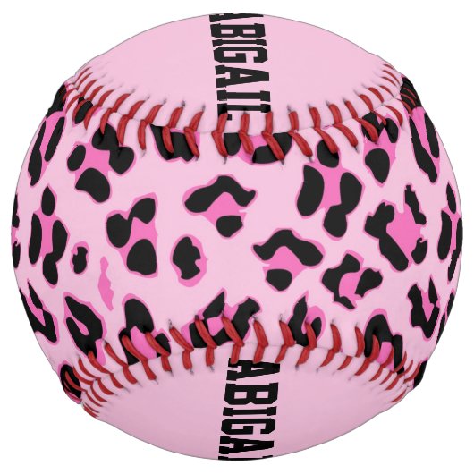 おもしろいPink Leopard Print カスタマイズ – 名前 ソフトボール (正面)