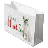 おもしろいPit BullとのクリスマスフラスNavidog ラージペーパーバッグ (正面アングル)