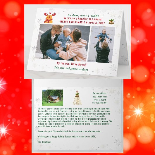 おもしろいRudolph Oh Deer引っ越しました3枚コラージュ カード