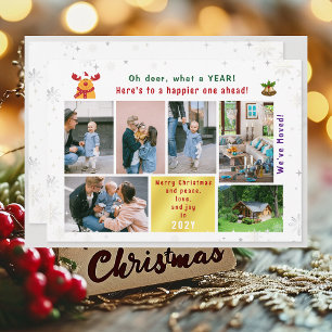 おもしろいRudolph Oh Deer引っ越しました6枚の写真モダン シーズンカード