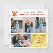 おもしろいRudolph Oh Deer Peace Love Joy写真モダン シーズンカード (正面)