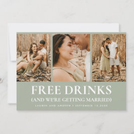 おもしろいSage Green Free Drinksモダン Photo結婚's セーブザデート