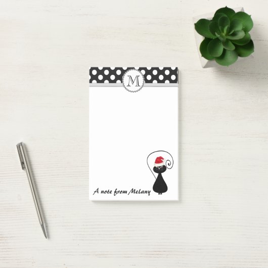 おもしろいSantaお洒落 cat水玉模様モノグラム ポストイット (オフィス)