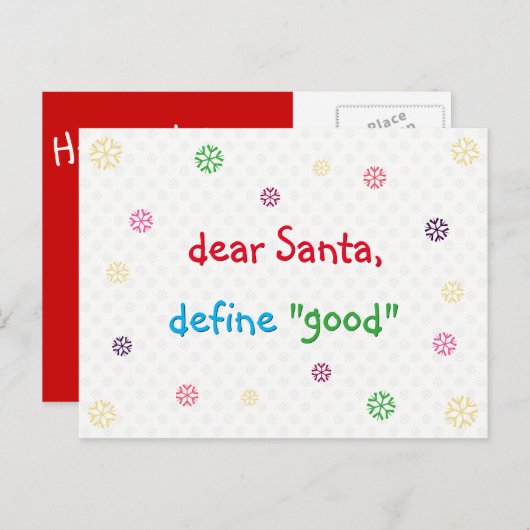 おもしろいSanta Define親愛 Good Holidayクリスマス シーズンポストカード (正面/裏面)