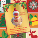 おもしろいSanta Hat Christmasはがき ポストカード<br><div class="desc">祝おもしろいChicken in Santa HatのクリスマスはがきにはEggnog Specialistという言葉の付いたSanta Hatを着た鶏が見える。引用文「この鶏のクリスマスの願い？楽しみ、笑い、そして良いクラブが満載の休日を持っている！」また、自分のユーモアのブランドを紹介するためにカスタマイズ可能である。</div>