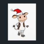 おもしろいSanta Hat Christmas Cartoonの牛 ポストカード<br><div class="desc">サンタクおもしろいロ帽のオリジナルを着た可愛い牛のクリスマスの休日の牛の恋人や農家や動物愛好家のために素晴らしい漫画。</div>