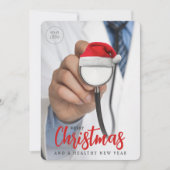 おもしろいSanta Hat Stethoscope LOGO医療クリスマス シーズンカード (正面)