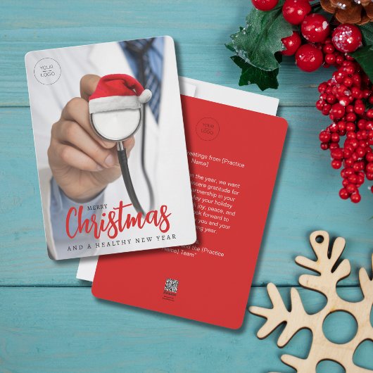 おもしろいSanta Hat Stethoscope LOGO医療クリスマス シーズンカード
