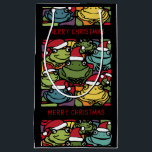おもしろいSanta HatsのカエルChristmas抽象芸術 スモールペーパーバッグ<br><div class="desc">サンタハットの可愛いおもしろいカラフルのカエルMerry Christmas抽象デザインは、クリスマスのカエル愛好家に祝最適である。</div>
