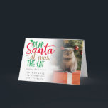 おもしろいSanta ItはCat Photo Holiday Card カード<br><div class="desc">おもしろいサンタ猫の写真のホリデーカード。サンタのおもしろいセットタイポグラフィ親愛It Was The Catは、簡単にあなたの挨拶と名前と内部で文字の残りの部分をパーソナライズした。あなたのペットの独自のおもしろい写真でサンプル写真を置き換える。グラデーションのオーバーレイ層は写真の上にあり、文字の一部を上に重ねて中央に到達するとフェードアウトする。</div>