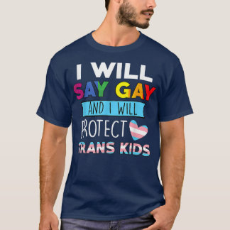 おもしろいSay_Kids Lgbtqと私は保護_Trans Kids Lgbtq Tシャツ