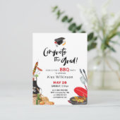 おもしろいScriptty Red卒業BBQパーティの招待状 ポストカード (スタンド正面)