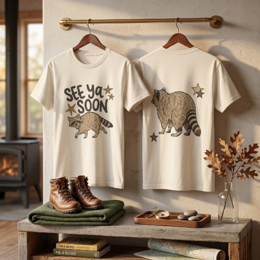 おもしろいSee Ya Soon アライグマ両面Tシャツ Tシャツ