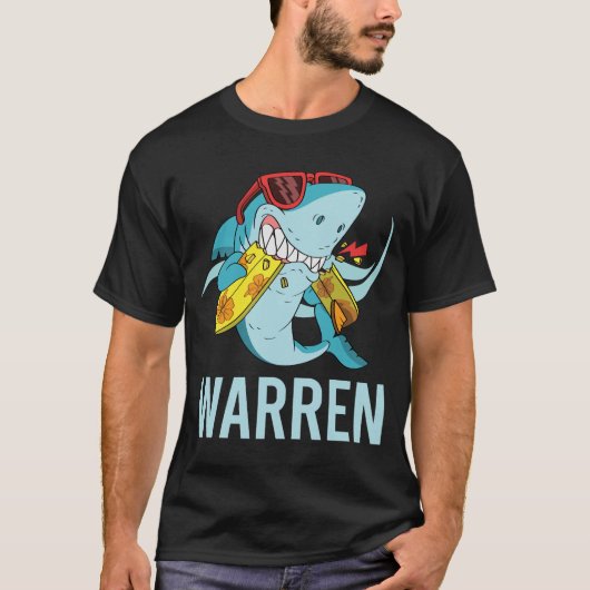 おもしろいShark – ウォーレン名 Tシャツ (正面)
