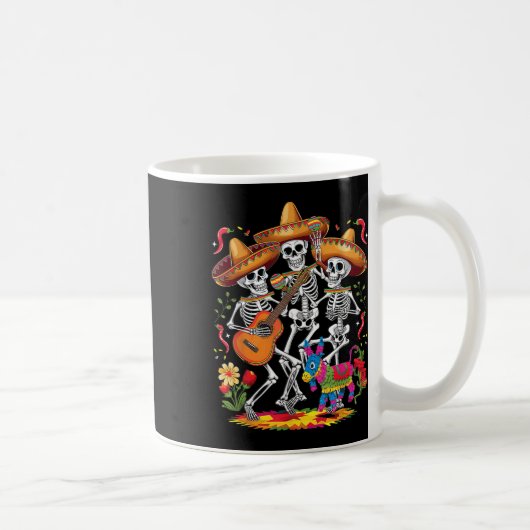 おもしろいSkeleton Cinco De Mayo Fiesta Mexican Festiva コーヒーマグカップ (右)