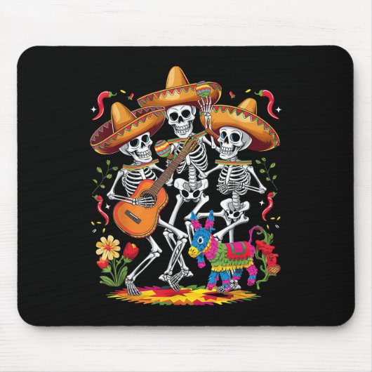 おもしろいSkeleton Cinco De Mayo Fiesta Mexican Festiva マウスパッド (正面)