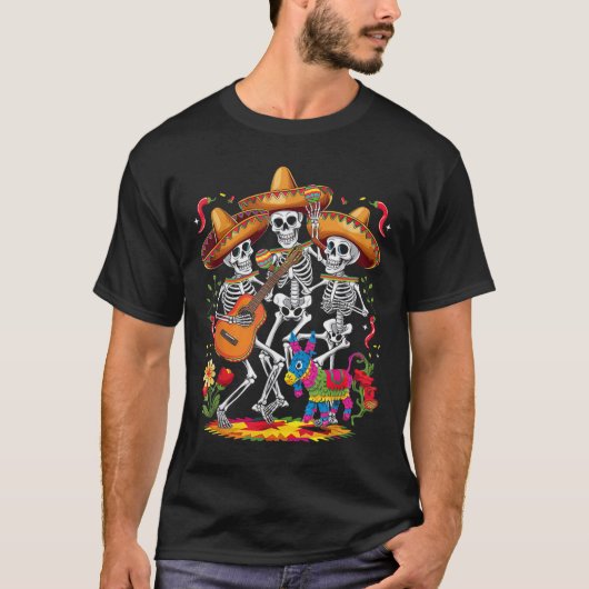 おもしろいSkeleton Cinco De Mayo Fiesta Mexican Festiva Tシャツ (正面)