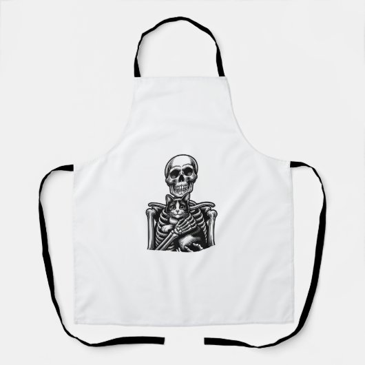 おもしろいSkeleton's with a cat GraphicスカルCa エプロン (正面)