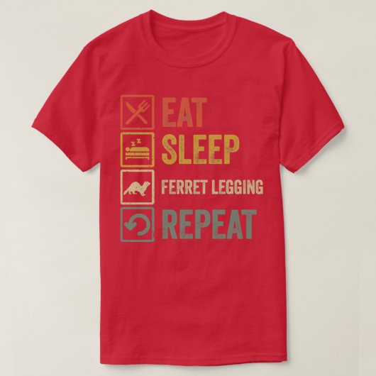 おもしろいsleepフェレ食べートレギンスリピートretro vintag tシャツ (デザイン正面)