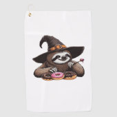 おもしろいSloth in Witch Hatドーナツを楽しむ – Cute Ha ゴルフタオル (正面)