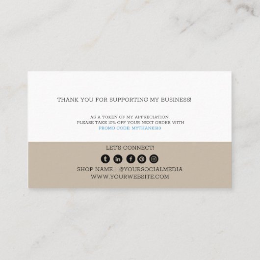 おもしろいSloth、Small Businessに感謝 名刺 (裏面)