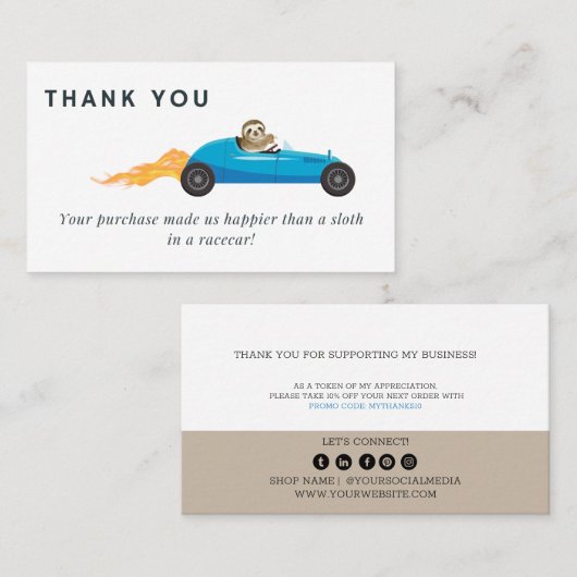 おもしろいSloth、Small Businessに感謝 名刺 (正面/裏面)