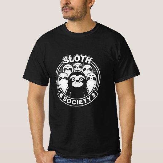 おもしろいSloth Society白黒ミニマリストD Tシャツ (正面)