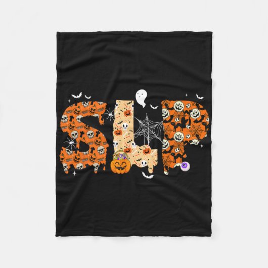 おもしろいSlpハロウィーン衣装かぼちゃの秋スケルトン フリースブランケット (正面)