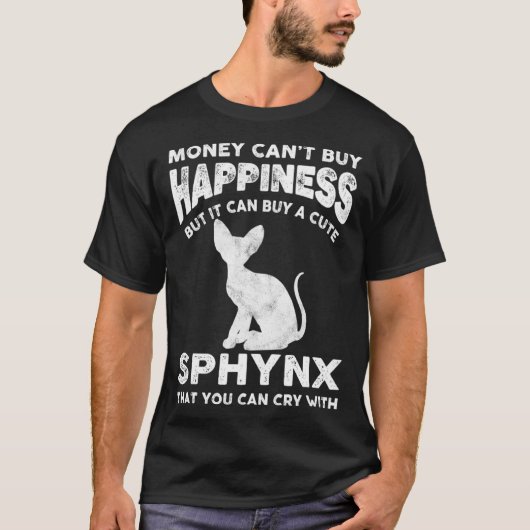 おもしろいSphynx猫好きカント幸福買ジョー Tシャツ (正面)