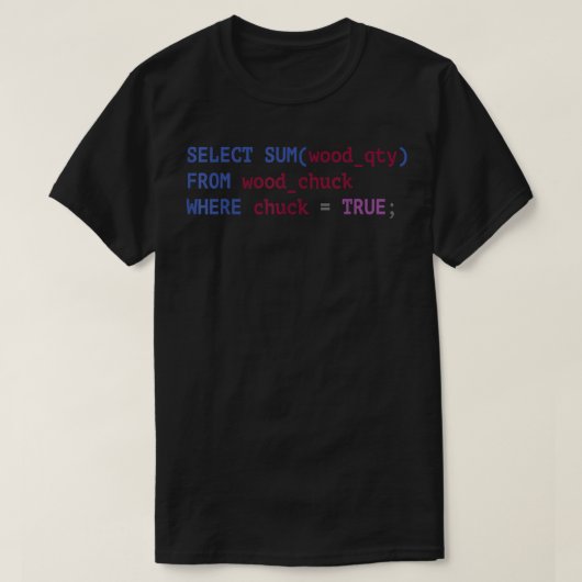 おもしろいSQL TシャツコーダプログラマTシャツプログラム Tシャツ (デザイン正面)