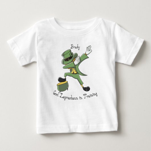 おもしろいSt. Patrick Dabbing Leprechaunキッズ名 ベビーTシャツ (正面)