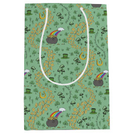 おもしろいSt patricks dayグリーンシャムロックレプレシャンラック ミディアムペーパーバッグ