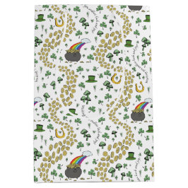 おもしろいSt patricks dayグリーンシャムロックレプレシャンラック ミディアムペーパーバッグ