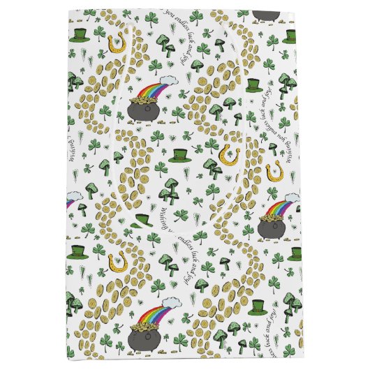 おもしろいSt patricks dayグリーンシャムロックレプレシャンラック ミディアムペーパーバッグ (正面)