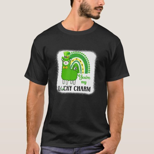 おもしろいSt patricks dayラマ虹かわいい漂白 Tシャツ (正面)