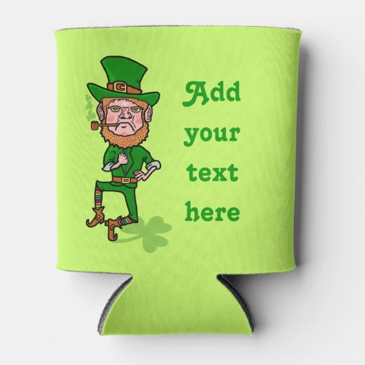 おもしろいSt Patrick's Day Leprechaunテキストの追加 缶クーラー (正面)