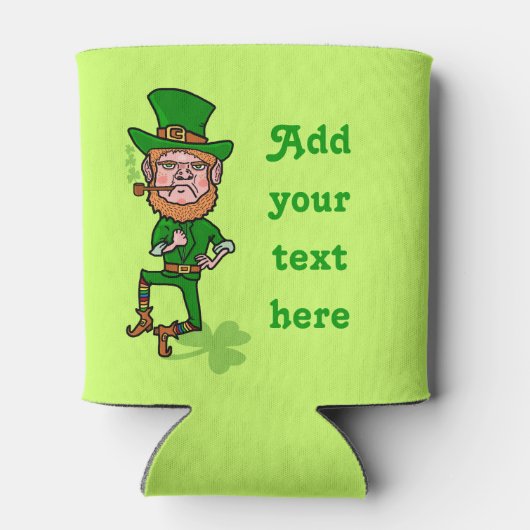 おもしろいSt Patrick's Day Leprechaunテキストの追加 缶クーラー (裏面)