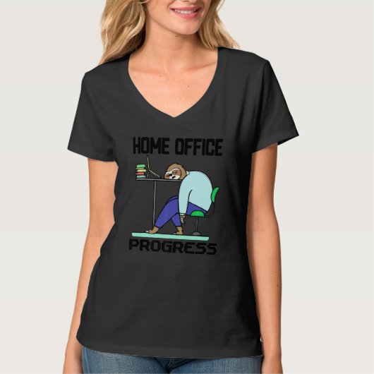 おもしろいStatement Sloth Home Office Laptop Working W Tシャツ (正面)