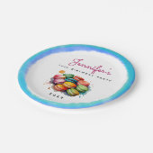 おもしろいSweet sixteenカラフルブルーマカロンウォーター色 ペーパープレート (アングル)