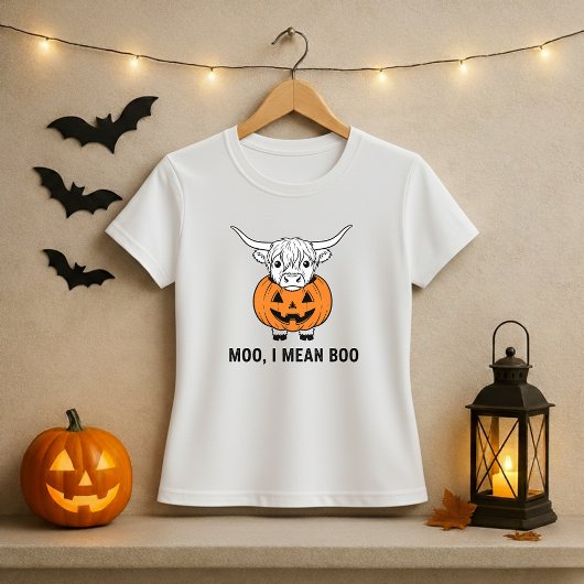 おもしろいSyings Halloween Tee; Cow & Pumpkin Pun Tシャツ