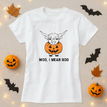 おもしろいSyings Halloween Tee; Cow & Pumpkin Pun Tシャツ