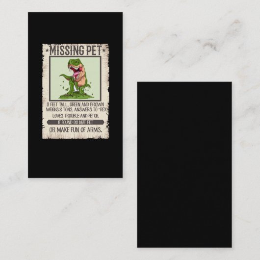 おもしろいTレックスのディノ恐竜のペットジョーク 名刺 (正面/裏面)