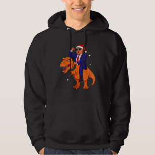 おもしろいTレックス乗馬クリスマストランプ パーカ
