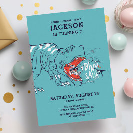 おもしろいTレックス恐竜子供の誕生日パーティー 招待状