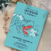 おもしろいTレックス恐竜子供の誕生日パーティー 招待状